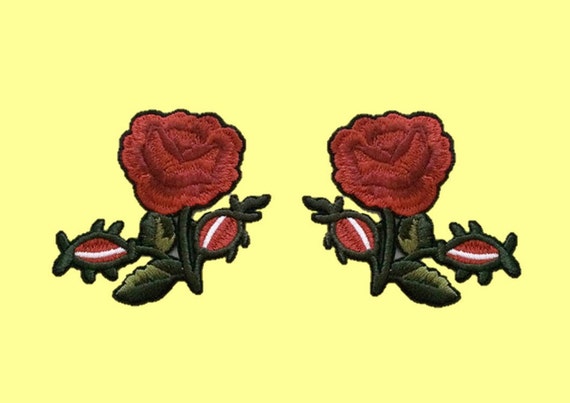 Roses Small Rose Flower Embroidery Patches Embroidered Roses DIY Sew on Iron On Patch gucci