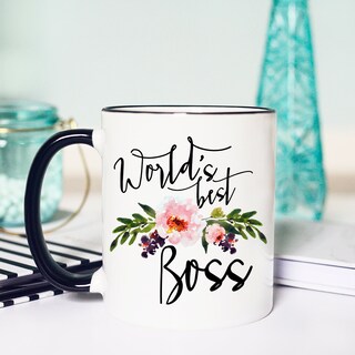 Sottobicchiere Quadrato Con Scritta "World's Best Boss", Finitura Lucida, Supporto In Faesite, Dimensioni 9x9 Cm, Regalo Per Capo.