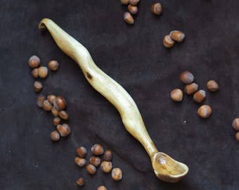 Handmade wooden spoon - long ladle - regional wood - Robinia - kitchen spoon for a fancy kitchen - serving soup or salsa - present to cook
