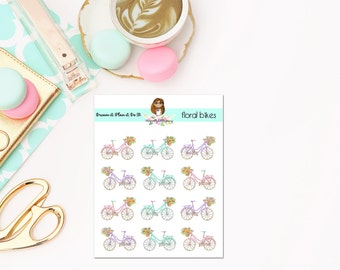 Pretty Floral Bike Planner Stickers