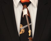 Guitar Necktie, Guitar Tie, Mens Necktie, Mens Tie, Music Necktie, Music Tie, Black, Wedding, Father, Dad, Gift, Fathers Day, Christmas, Tie