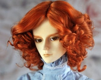 Curly BJD Wig Angora goat - Ginger Red 5-6", 6-7", 7-8", 8-9", 9-10"