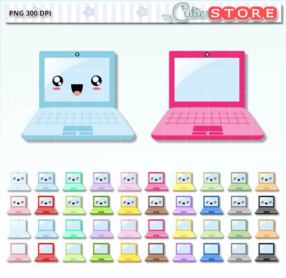 Download Kawaii Laptop Clipart Computer design clip art graphics set