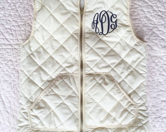 Monogrammed Vest // Cream Navy Black Red Checkered Monogram Vest // Monogram Quilted Vest // Preppy Outfit // Christmas Gift Vest // Layers