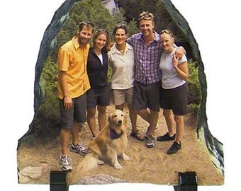 Half Oval Shaped Full Color Slate Pet Memorial. In Loving Memory, Rainbow Bridge, Portrait Plaque, Sympathy Gift, Pet Memorial Stone
