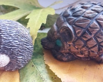 Two Little Hedgehogs Figurines Vintage Retro
