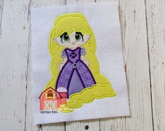 Princess Rapunzel Applique design- Rapunzel Machine Applique design- Princess Machine Embroidery design- Applique Design- Embroidery
