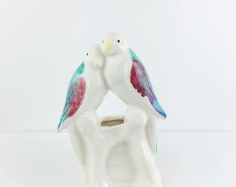 Vintage 1950s Lovebirds Morton Ceramic Planter Vase