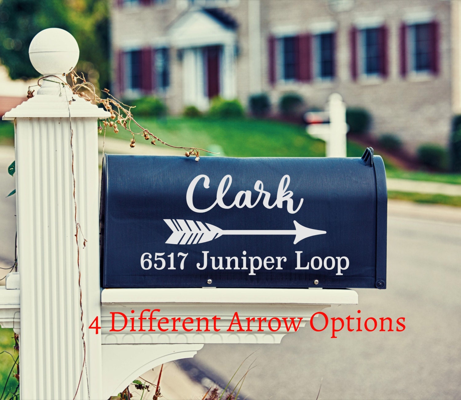 Personalized Mailbox Address & Arrow Decal custom house
