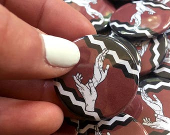 Twin Peaks Black Lodge Button // Laura Palmer Doppelgänger // 1" Button // Pinback Button // Garmonbozia // Sometimes My Arms Bend Back