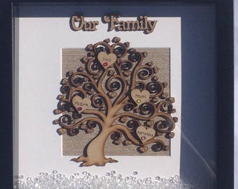 Our family tree frame, family tree box frame, personalised frame, family frame, family tree frame