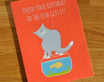 Items similar to Happy Birthday Music and Cat themed Card - Cat plays ...