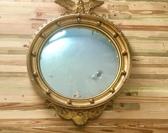 Federal Style Eagle Gilt Gilded Gold Convex Bullseye Mirror