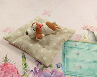 Doll pet Miniature puppy Clay toy Tiny animals Miniature dog Dollhouse Dollhouse miniatures Puppy Tiny art Gift for daughter Gift for girls