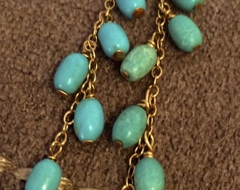 14K Gold Turquoise Dangle Earring