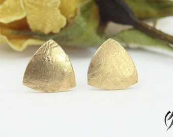 Earrings Rosé gold 585 /-, triangle textured paper, handmade