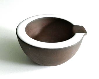 Ashtray Caballero Ed Laurens Monogrammed Black Pottery White Glazed Rim Rare Dutch Founder Caballero Cigarettes 1960s Boulevard Vintage