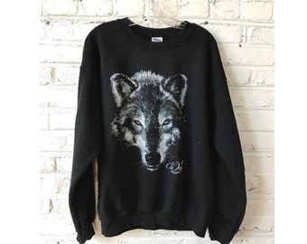 Wolf sweatshirt | Etsy