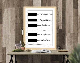 Piano Keys Quote by Hans Christian Andersen - Classical Music | Music Art | Piano Art | Word Art | Printable Art | Music Lover | Piano Print