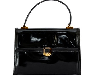 Early 1980s Gucci black patent leather handbag