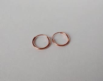 10mm Rose Gold Hoop Earrings - Rose Gold Plated - tiny hoop earrings - cartilage hoop earrings - silver hoop earrings - gold hoop earrings