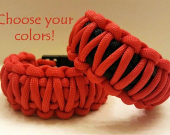 Paracord bracelet, survival gear, parachute cord, hiking gear, 550 nylon paracord, king cobra