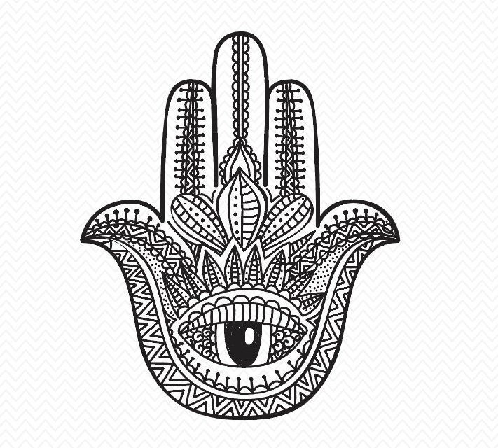 Sketched Hamsa hand SVG Mandala Silhouette Digital Download