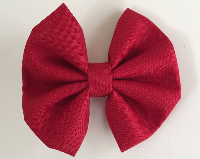 Berry Red fabric hair bow or bow tie