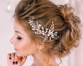 Bridal hair piece-Wedding hair vine pearls-Crystal Bridal headpiece- Bridal hair vine-Wedding head piece -Hair vine Bride-Bohemian headpiece