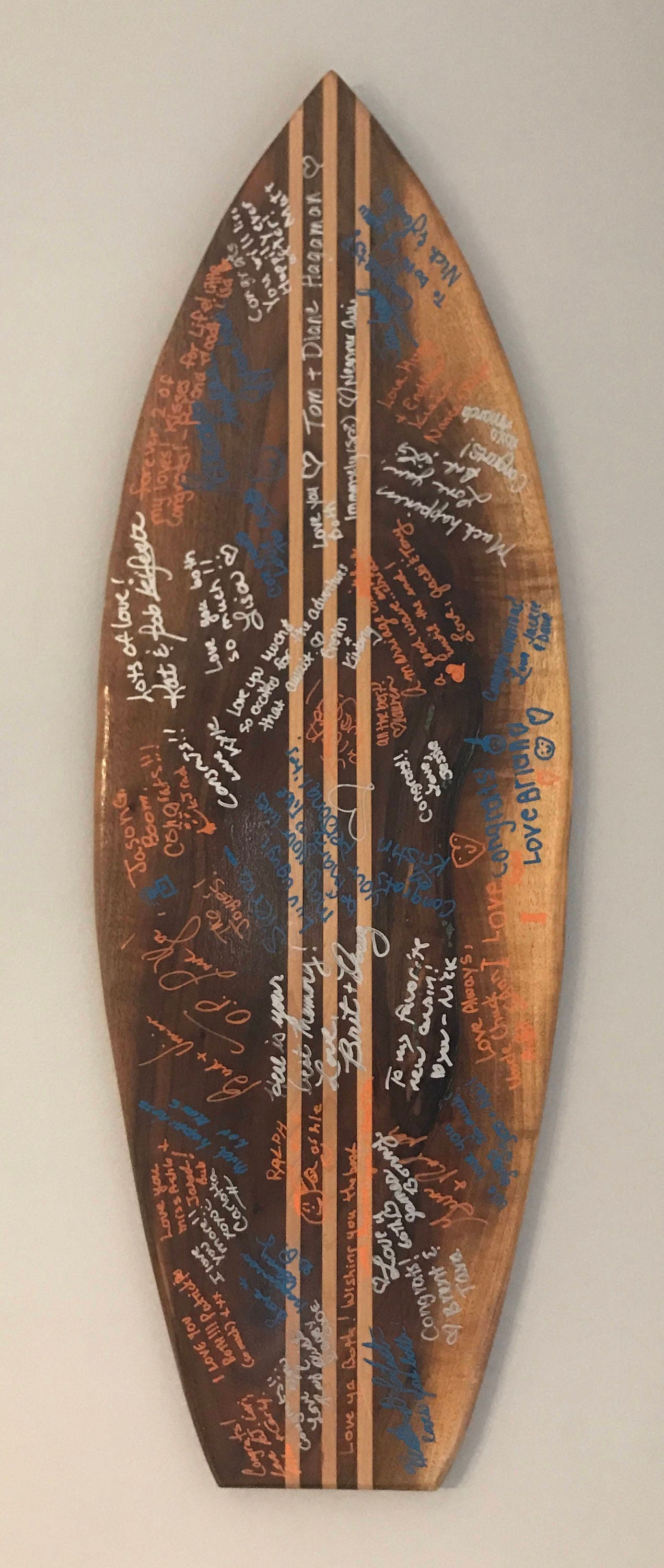 Wooden Surfboard wall decoration wedding guest book