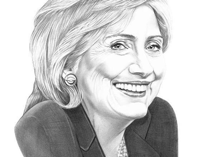 Framed Hilliary Clinton Print 11x17 Black Slim