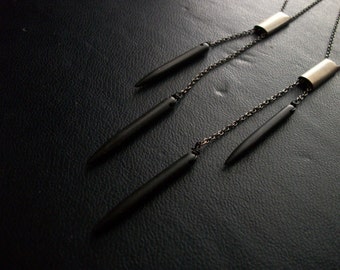 badlands - modern bolo tie necklace - black howlite spikes - tribal southwestern cowboy necklace