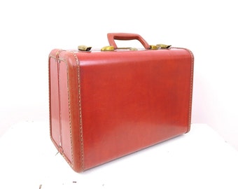 Vintage Brown Suitcase - Vintage Samsonite Travel Train Case Suitcase Overnight Case - 1950s Luggage - Movie Props