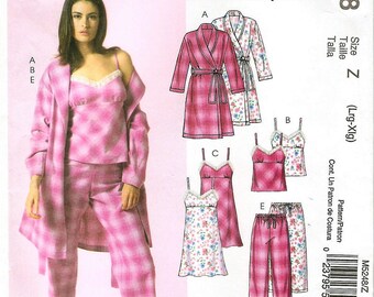 Easy Misses' Robe, Belt, Top, Nightgown, Shorts And Pants, - McCalls M5248 Sewing Pattern - Sizes: L (16/18) - XL (20/22)
