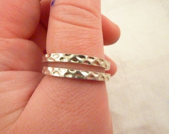 Vintage Sterling Silver Textured Stacking Bands Set of 2 Size 11
