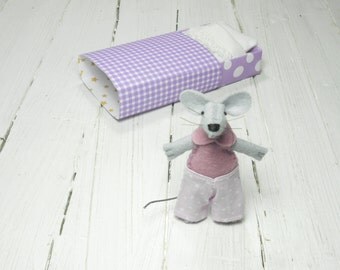 Amethyst plush mouse best friend felt mouse in matchbox small felt stuffed animal tiny miniature doll in a matchbox plush tiny felt dolls