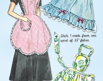 1940s Vintage Simplicity Sewing Pattern 2644 Misses Easy One Yard Apron Fits All