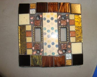 MOSAIC LIGHT SWITCH Cover - Wall Plate, Polka Dot, Bronze, Black, Gold, Brown