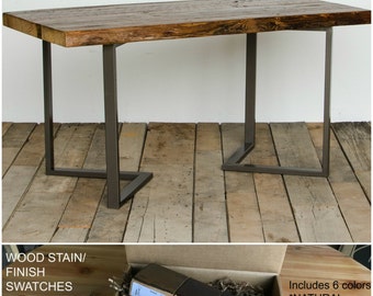 Reclaimed Office Furniture, Harvest Wood Desk, Farmhouse Office Furniture. Buy a Finish/stain sample kit here to see them in person.