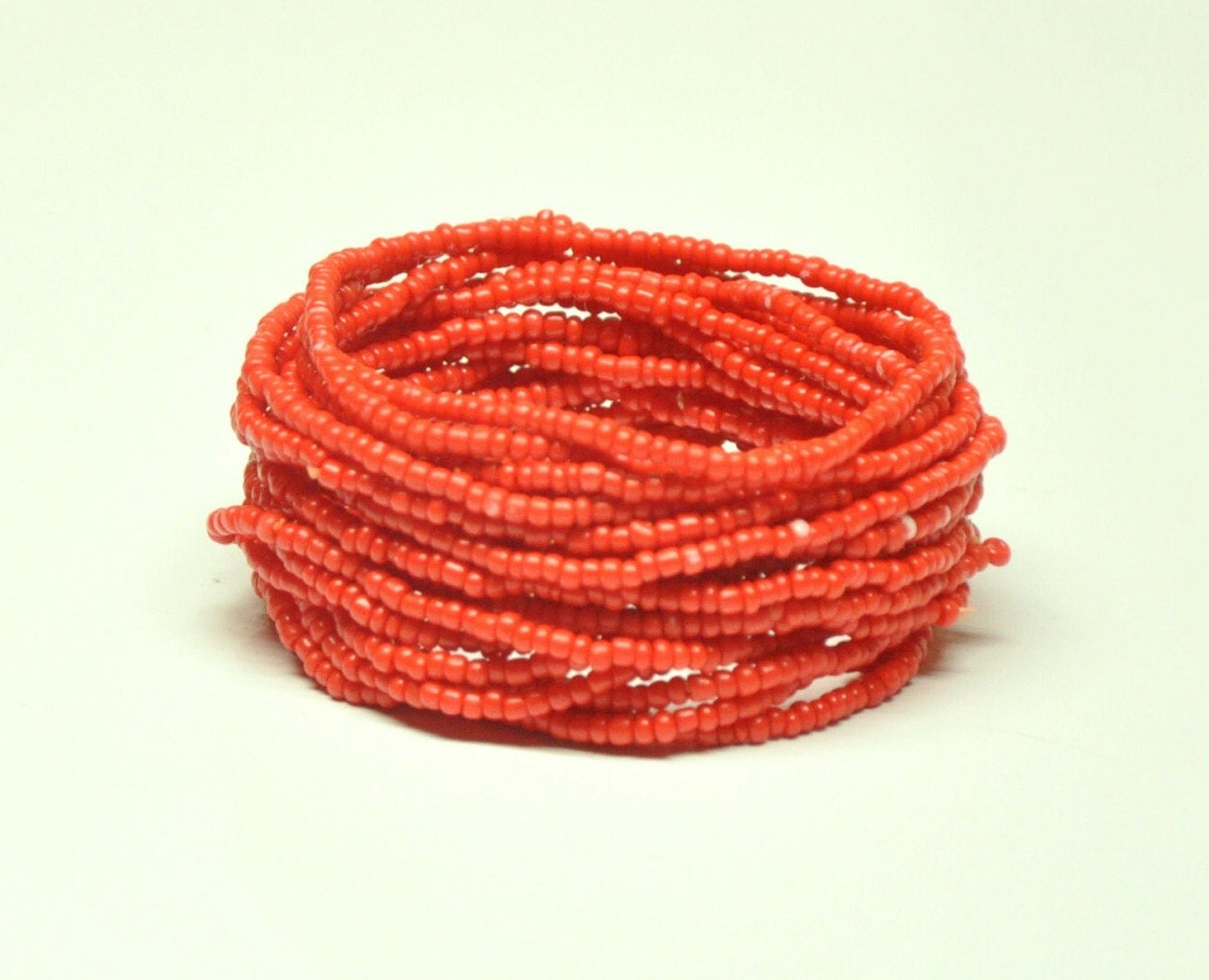 Red seed bead bracelet Set of 20 stretch bracelets 2mm seed