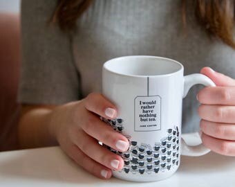 Jane Austen Mug, Literary Gift, Jane Austen Quote, Bookish Gift for Girlfriend, College Student Gift for Her, Tea Lover