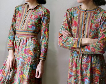 Vintage Goldworm Maxi Dress, Italian Merino Wool