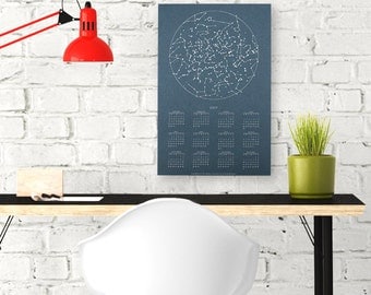 SALE 2017 Calendar. Single page wall calendar. Constellations Design. Space Wall Art.