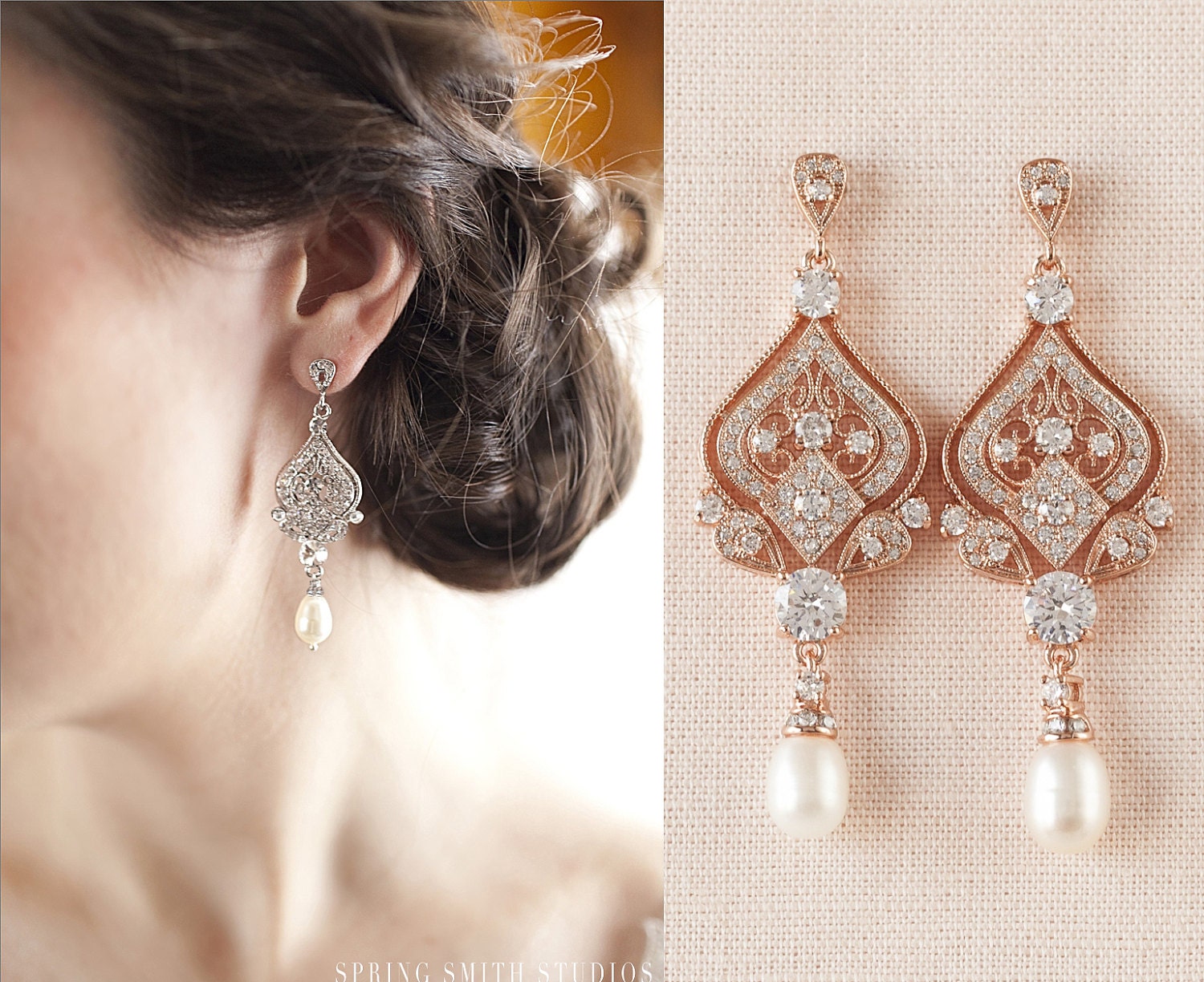 Bridal Earrings, Crystal Wedding earrings, Rhinestone, Bridal Jewelry, Bridesmaids, Danella Bridal Earrings