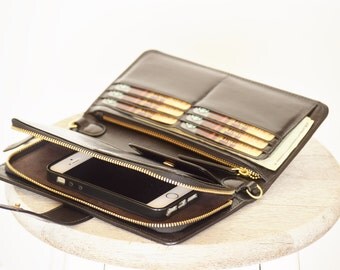 Women's leather wallet, leather wallet, leather purse, clutch, evening clutch, leather clutch, genuine leather, bifold wallet, brown wallet