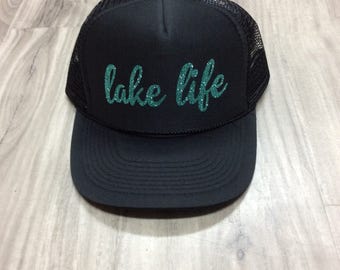 Lake Life Women's Trucker Hat Lake Trucker Hats Glitter Summer Trucker Hats Womens Summer Trucker Hats
