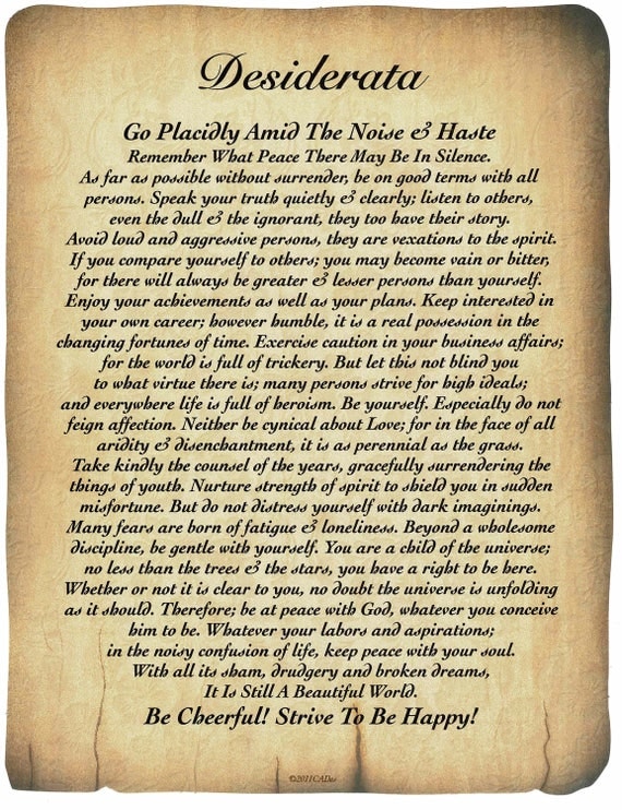 Essay on desiderata picture