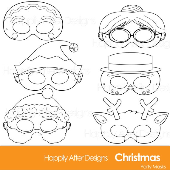 Christmas Printable Coloring Masks santa mask snowman mask