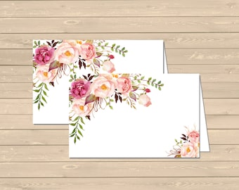 Boho Floral Printable Food Tent Cards Place Cards, Pink Floral Buffet Place Cards, DIY Food Table Signs, Boho Decor, Instant Download 308-W
