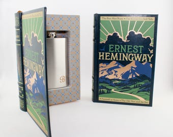 Book SAFE Flask optional Earnest Hemingway diversion safes fake book safe hollow book hollowed out book graduation gift Writers desk gift